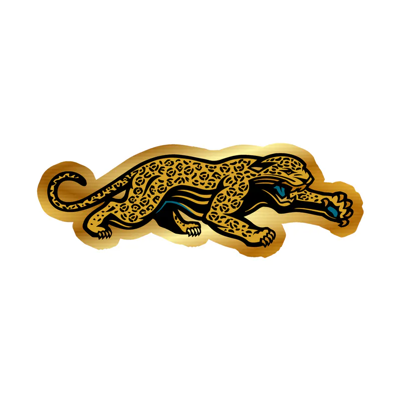 Jacksonville Jaguars - Jaguar - Gold Chrome Vinyl Sticker - Custom Size