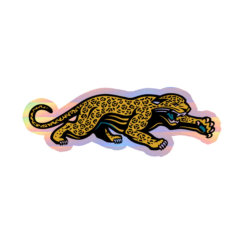 Jacksonville Jaguars - Jaguar - Holographic Vinyl Sticker - Custom Size