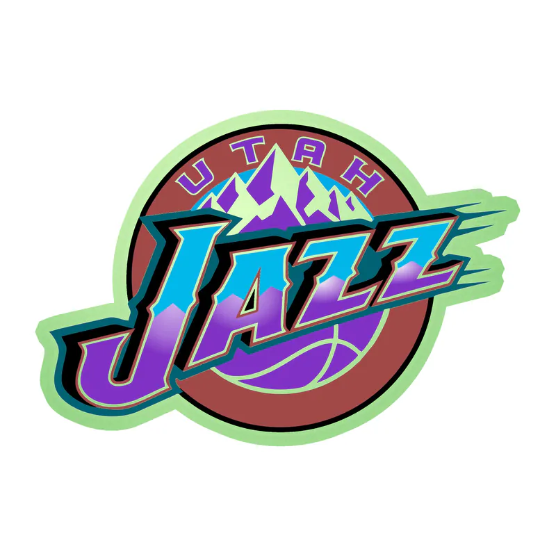 Utah Jazz - Orange Circle with Name And Purple Mountain 2 - Glow in the Dark Vinyl Sticker - Custom Size