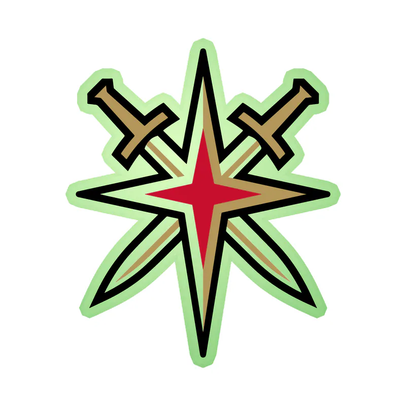 Vegas Golden Knights - Swords Crossed With Star - Glow in the Dark Vinyl Sticker - Custom Size