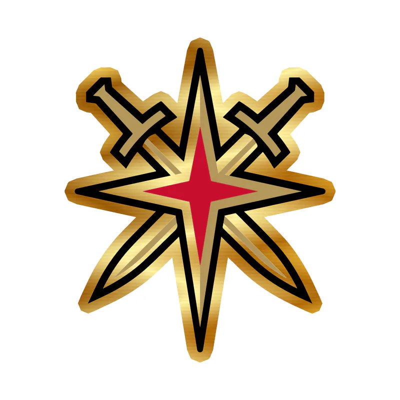Vegas Golden Knights - Swords Crossed With Star - Gold Chrome Vinyl Sticker - Custom Size