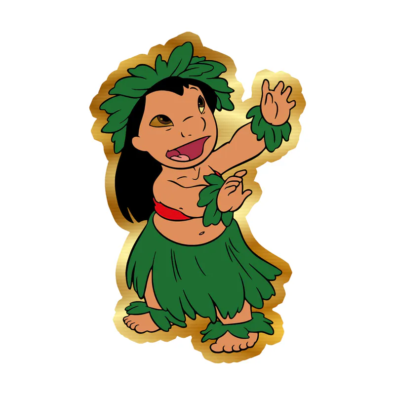 Stitch - Lilo Gold Chrome Vinyl Sticker - Custom Size