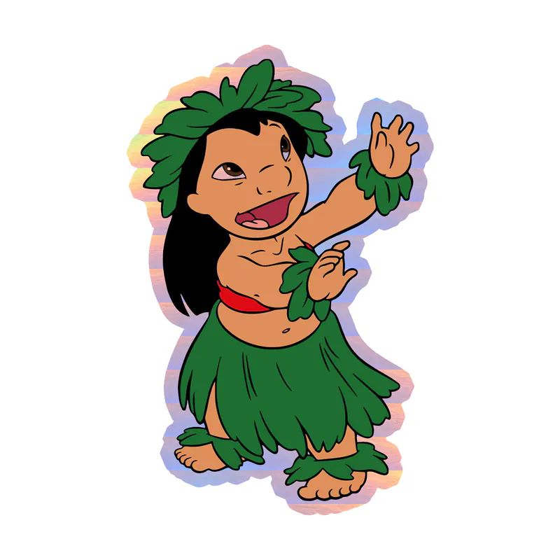 Stitch - Lilo Holographic Vinyl Sticker - Custom Size