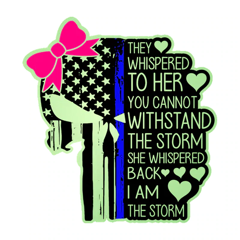 Punisher American Flag Blue Line Glow in the Dark Vinyl Decal - custom size