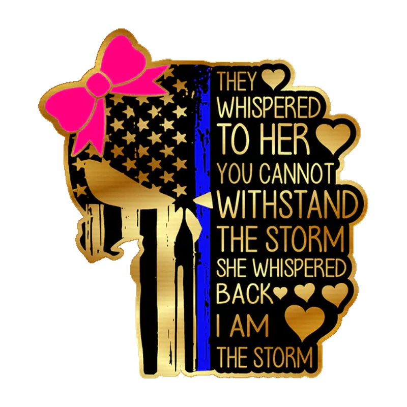 Punisher American Flag Blue Line Gold Chrome Vinyl Decal - custom size