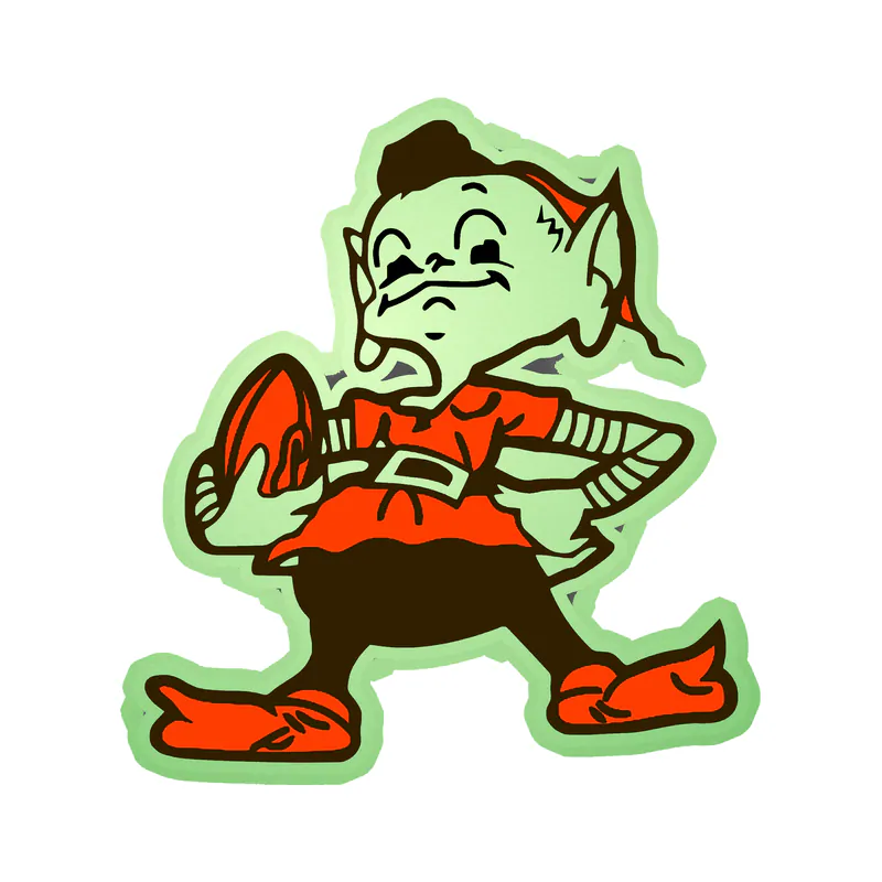 Cleveland Browns - Brownie the Elf - Glow in the Dark Vinyl Sticker - Custom Size