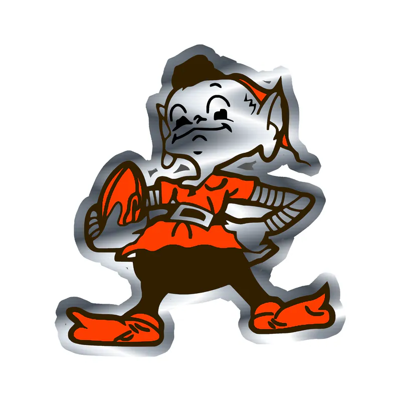 Cleveland Browns - Brownie the Elf - Silver Chrome Vinyl Sticker - Custom Size