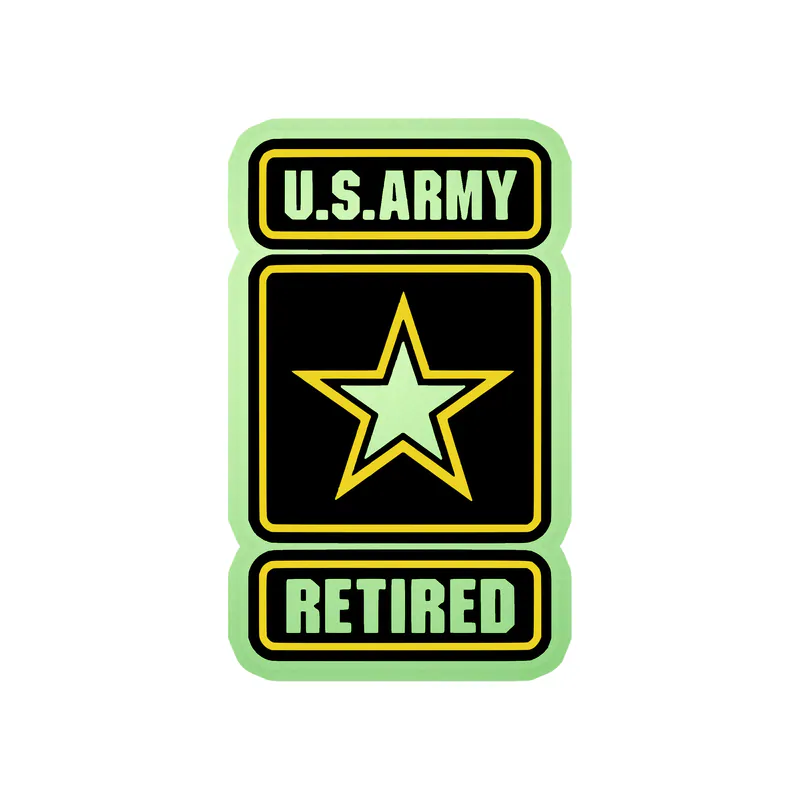 Army Retired Glow in the Dark Vinyl Decal- Custom Size