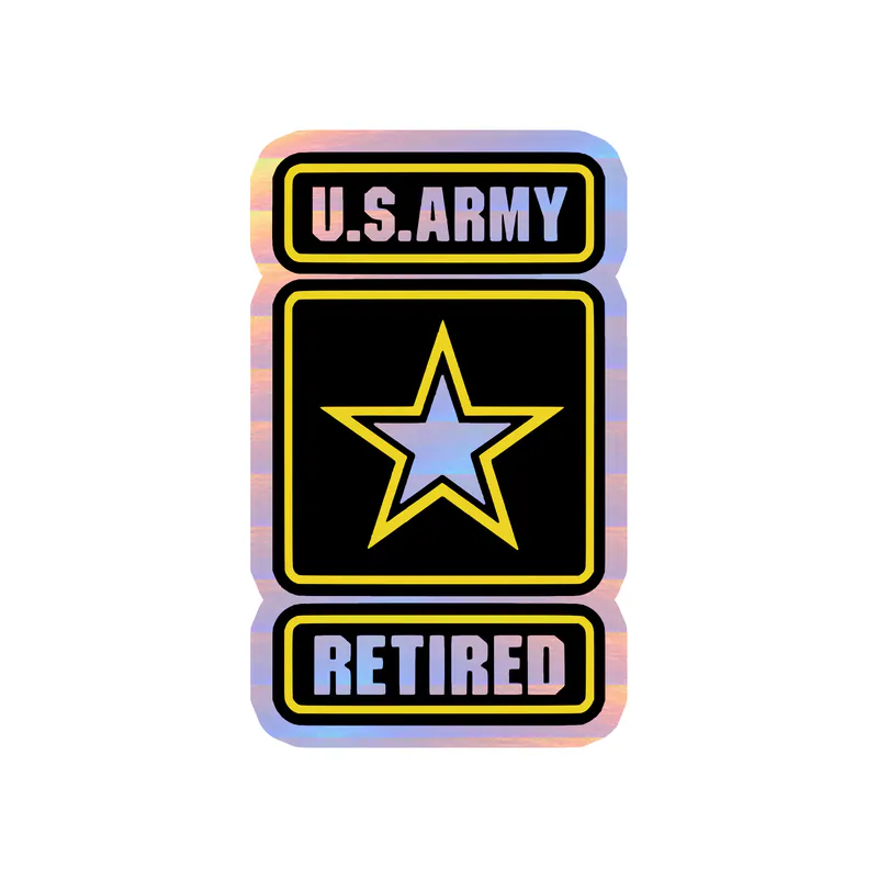 Army Retired Holographic Vinyl Decal- Custom Size