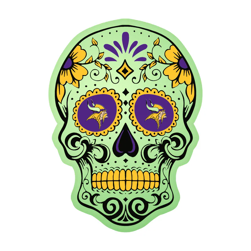 Minnesota Vikings - Skull - Glow in the Dark Vinyl Sticker - Custom Size