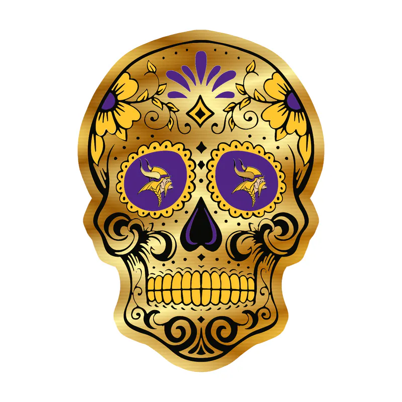 Minnesota Vikings - Skull - Gold Chrome Vinyl Sticker - Custom Size