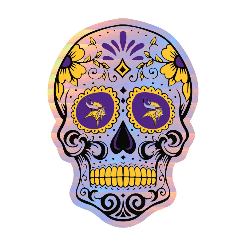Minnesota Vikings - Skull - Holographic Vinyl Sticker - Custom Size