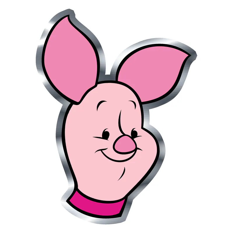 Winnie the Pooh - Piglet - Silver Chrome Vinyl Sticker - Custom Size