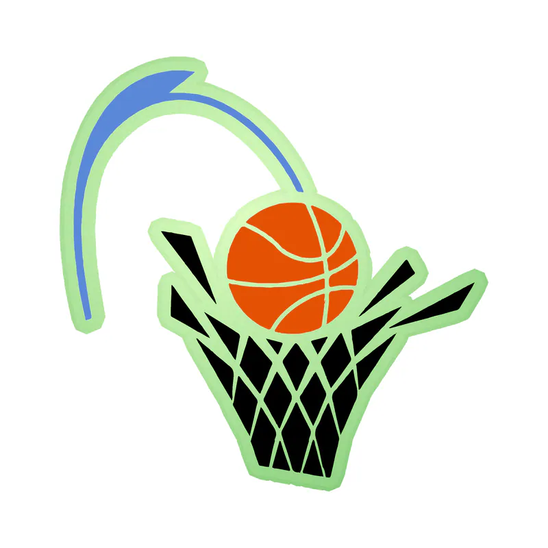 Cleveland Cavaliers - Basketball With Net - Glow in the Dark Vinyl Sticker - Custom Size