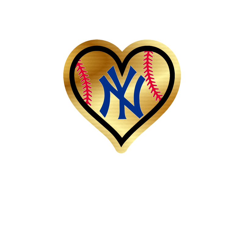 New York Yankees - Heart - Gold Chrome Vinyl Sticker - Custom Size