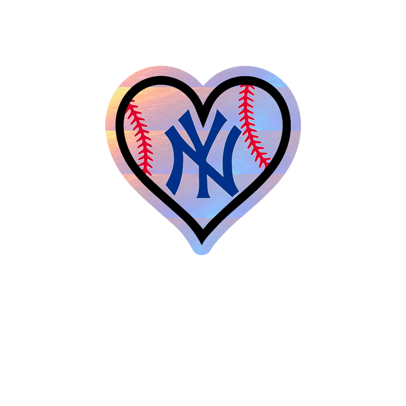 New York Yankees - Heart - Holographic Vinyl Sticker - Custom Size