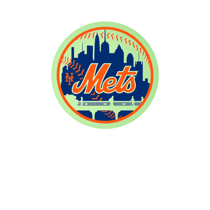 New York Mets - Blue Circle With Train - Glow in the Dark Vinyl Sticker - Custom Size