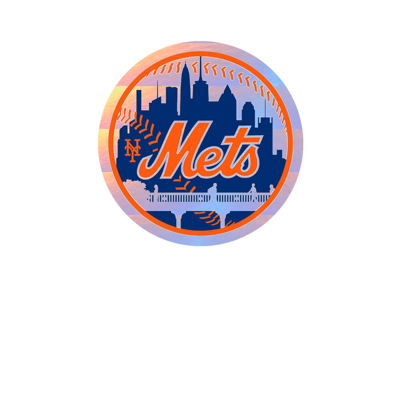 New York Mets - Blue Circle With Train - Holographic Vinyl Sticker - Custom Size