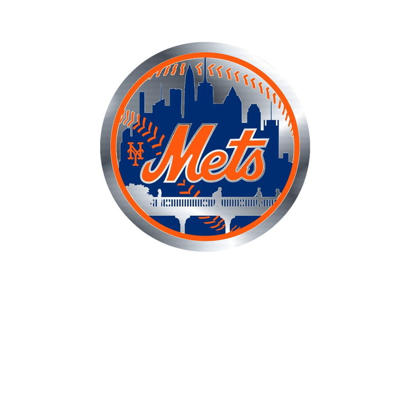 New York Mets - Blue Circle With Train - Silver Chrome Vinyl Sticker - Custom Size