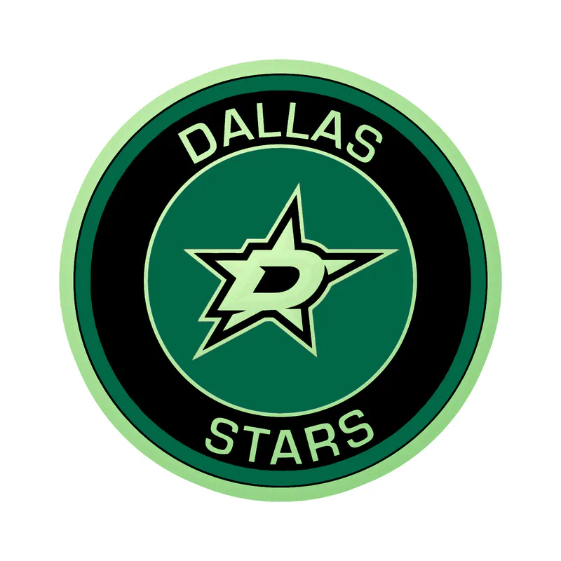 Dallas Stars  - Black And Green Circle  - Glow in the Dark Vinyl Sticker - Custom Size