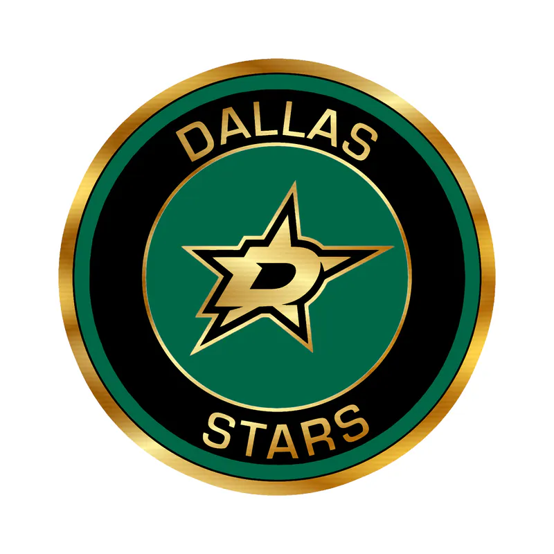 Dallas Stars  - Black And Green Circle  - Gold Chrome Vinyl Sticker - Custom Size