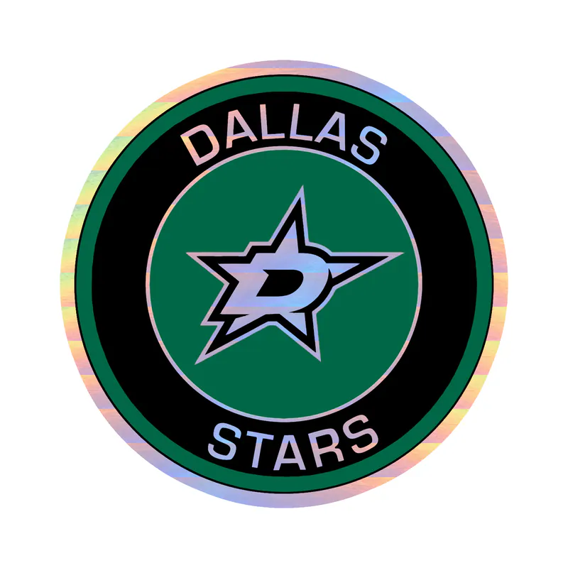 Dallas Stars  - Black And Green Circle  - Holographic Vinyl Sticker - Custom Size