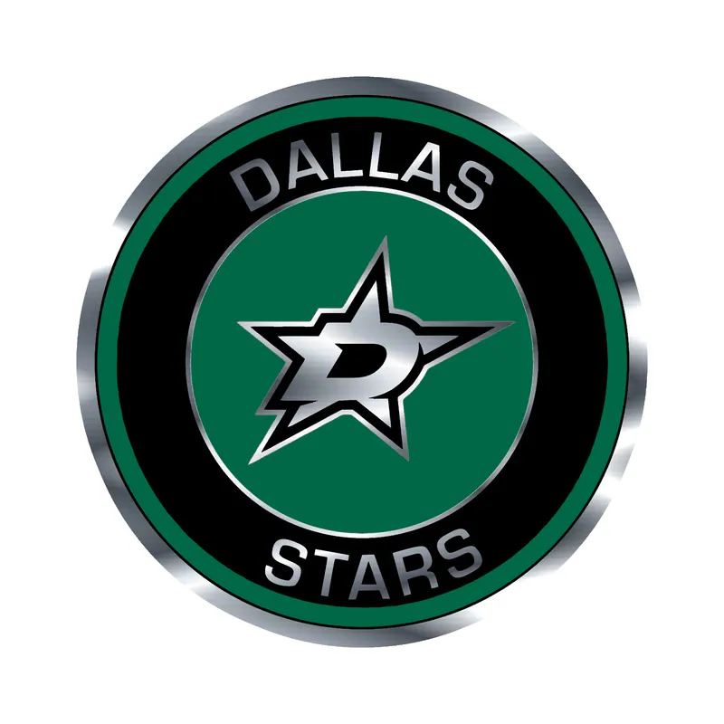 Dallas Stars  - Black And Green Circle  - Silver Chrome Vinyl Sticker - Custom Size