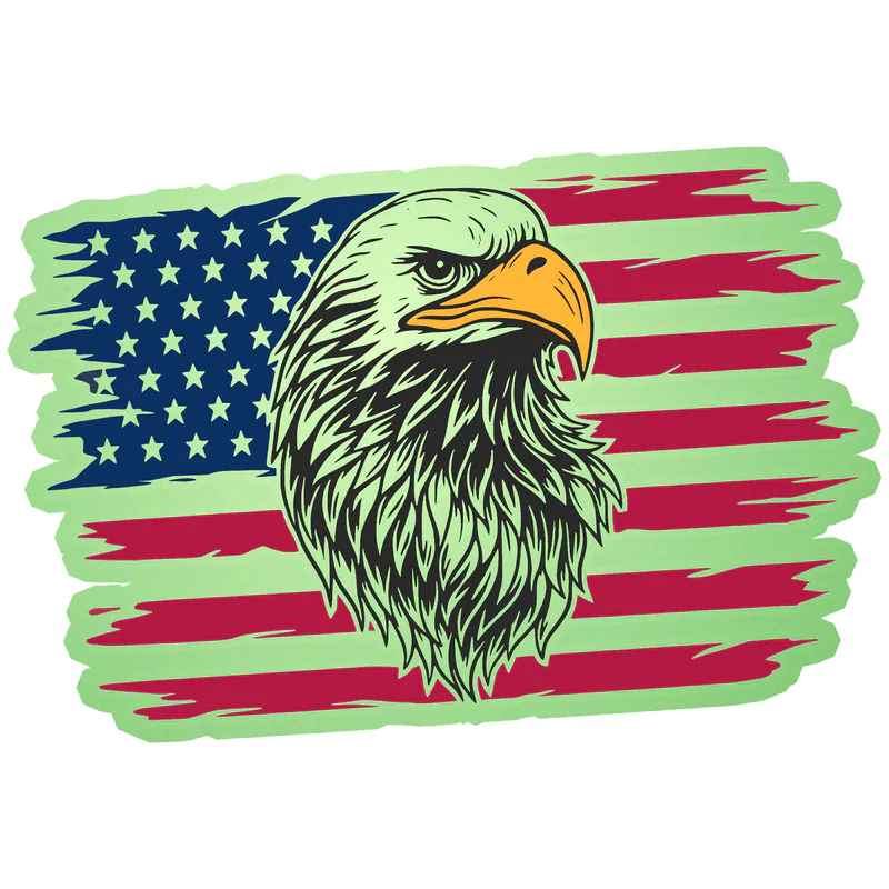 Eagle Flag Glow in the Dark Vinyl Decal - custom size
