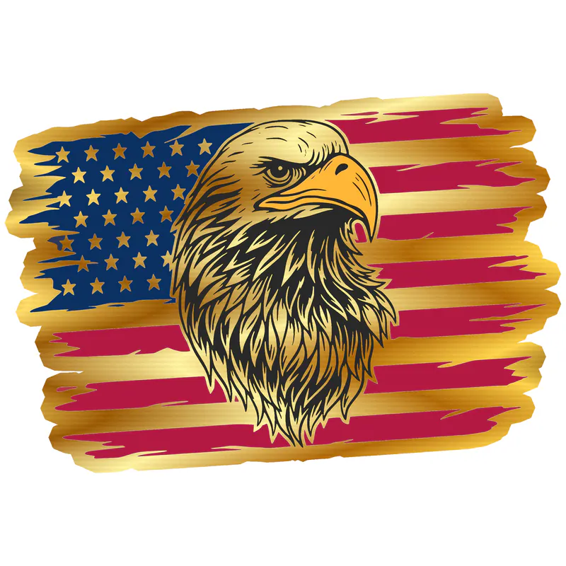 Eagle Flag Gold Chrome Vinyl Decal - custom size