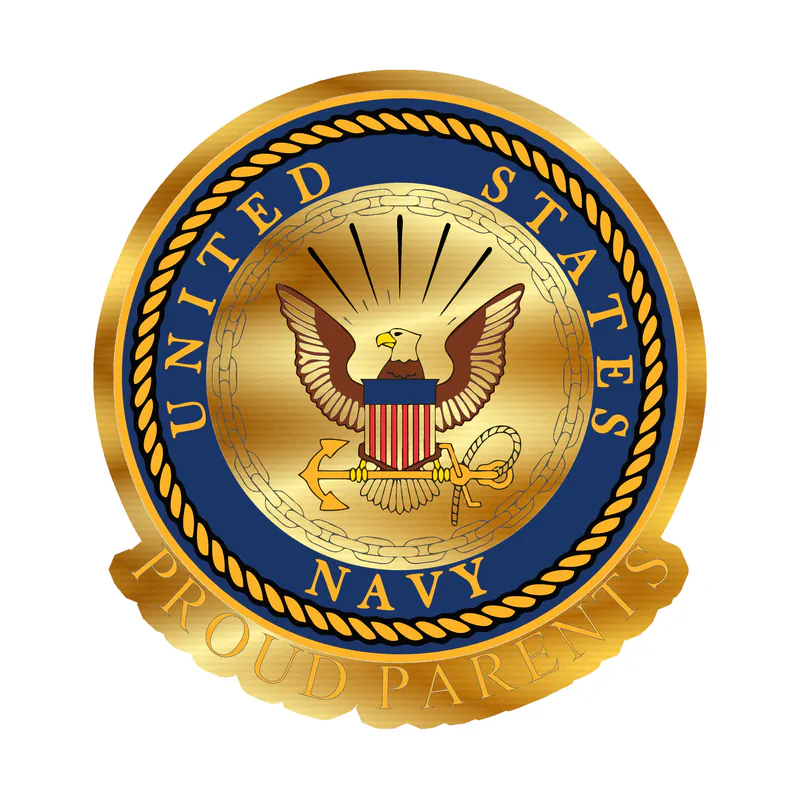 Navy Proud Parents Gold Chrome Vinyl Decal- Custom Size