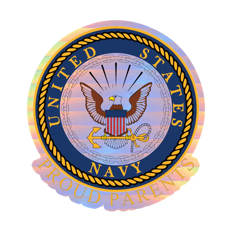 Navy Proud Parents Holographic Vinyl Decal- Custom Size