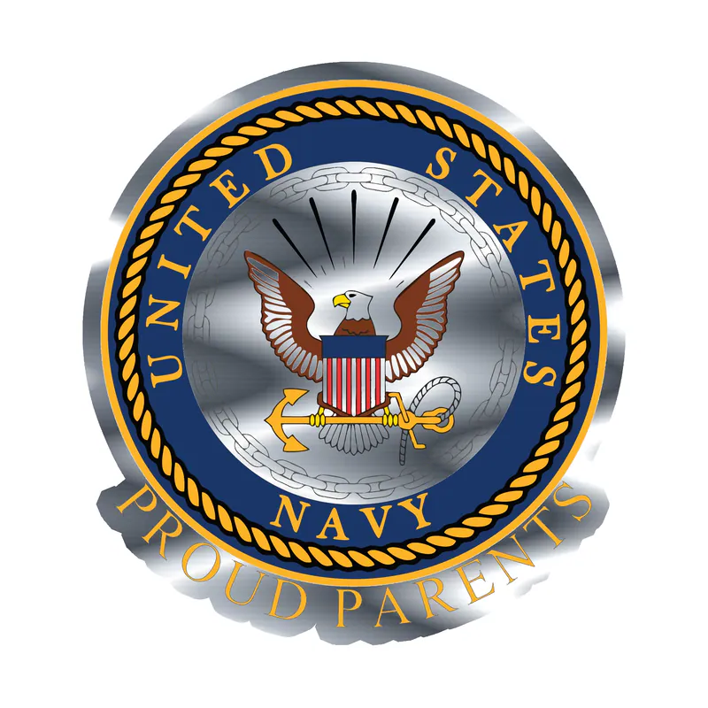 Navy Proud Parents Silver Chrome Vinyl Decal- Custom Size