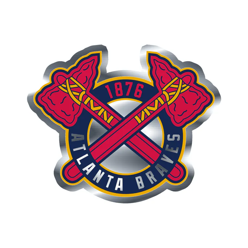 Atlanta Braves - Circle With Hatchets Crossed - Silver Chrome Vinyl Sticker - Custom Size