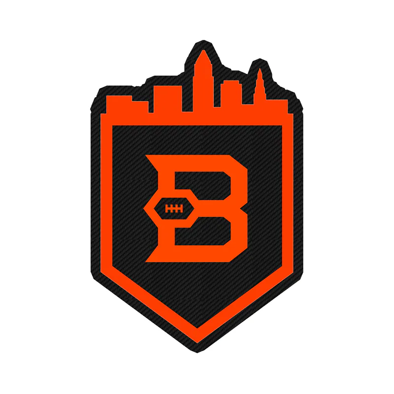Cleveland Browns - Badge with City Outline - Carbon Fiber Vinyl Sticker - Custom Size