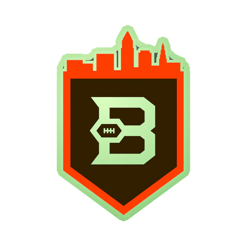 Cleveland Browns - Badge with City Outline - Glow in the Dark Vinyl Sticker - Custom Size