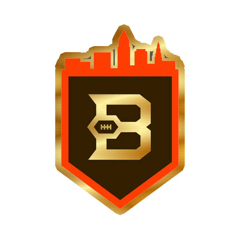 Cleveland Browns - Badge with City Outline - Gold Chrome Vinyl Sticker - Custom Size