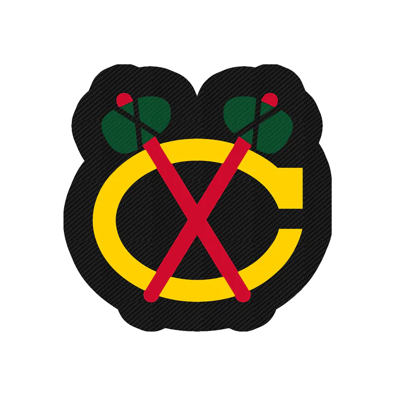 Chicago Blackhawks - Yellow C With Red Hatchets - Carbon Fiber Vinyl Sticker - Custom Size