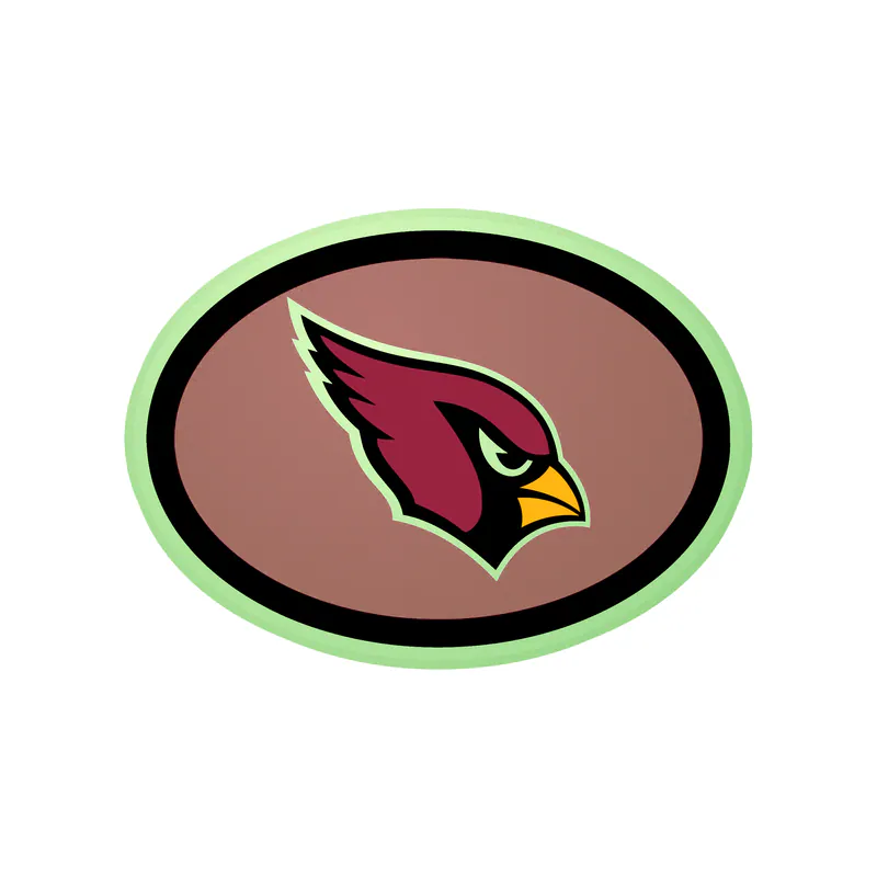 Arizona Cardinals - Head in Oval - Glow in the Dark Vinyl Sticker - Custom Size