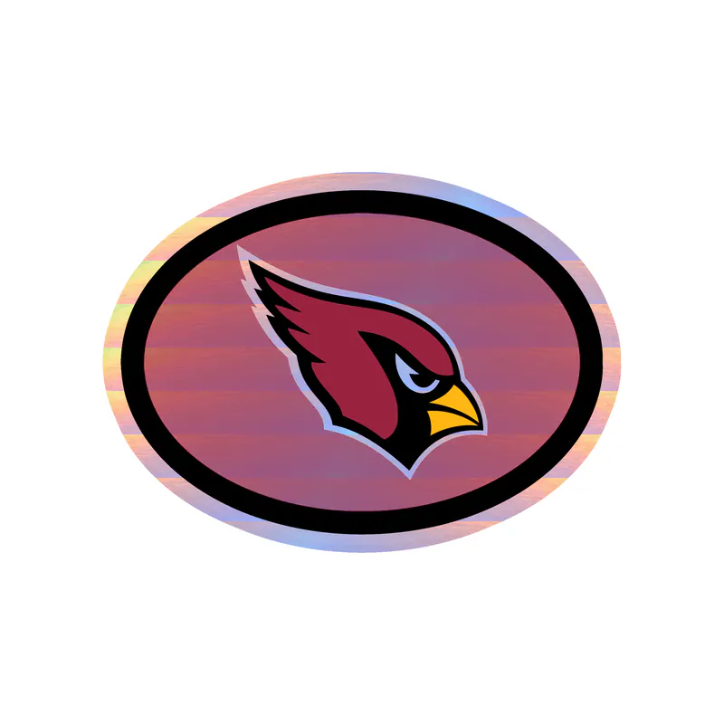 Arizona Cardinals - Head in Oval - Holographic Vinyl Sticker - Custom Size