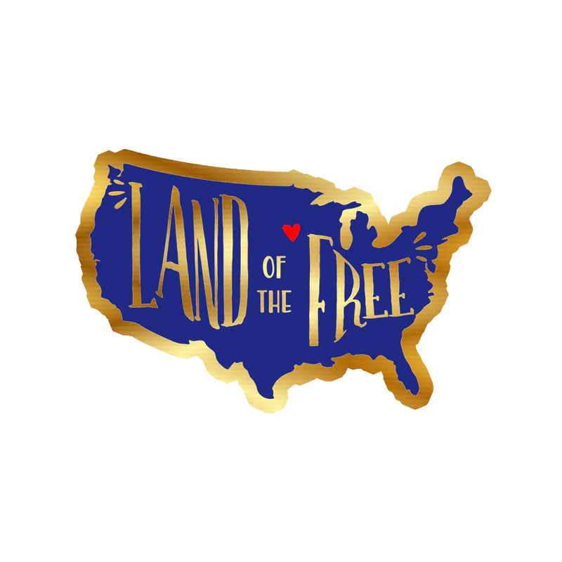 Land of the free Gold Chrome Vinyl Decal - custom size