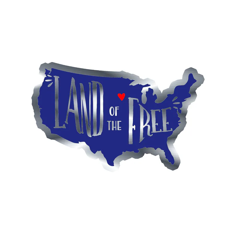 Land of the free Silver Chrome Vinyl Decal - custom size