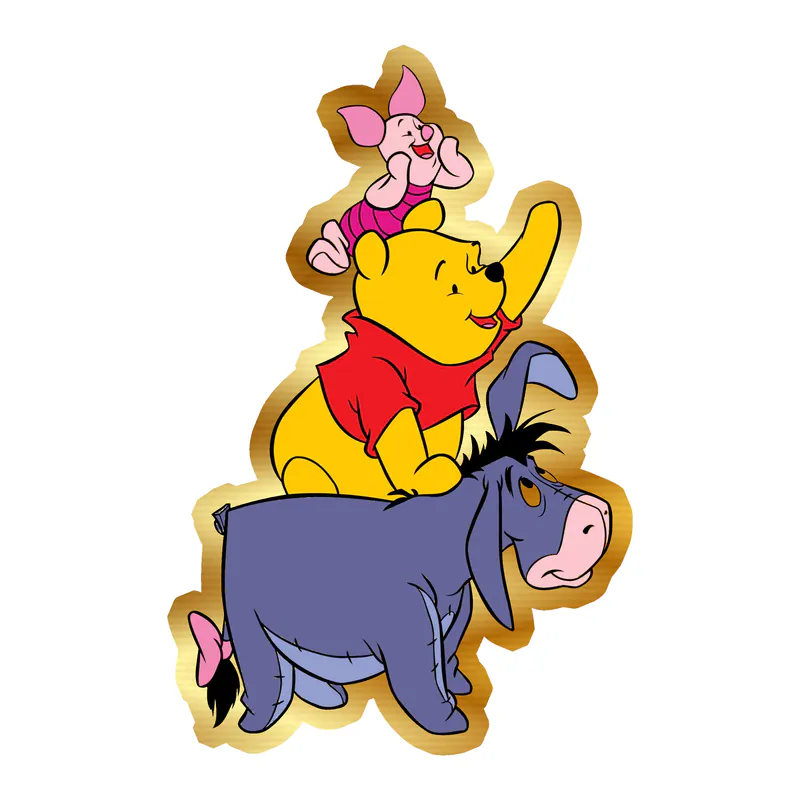Winnie The Pooh - Friends - Gold Chrome Vinyl Sticker - Custom Size