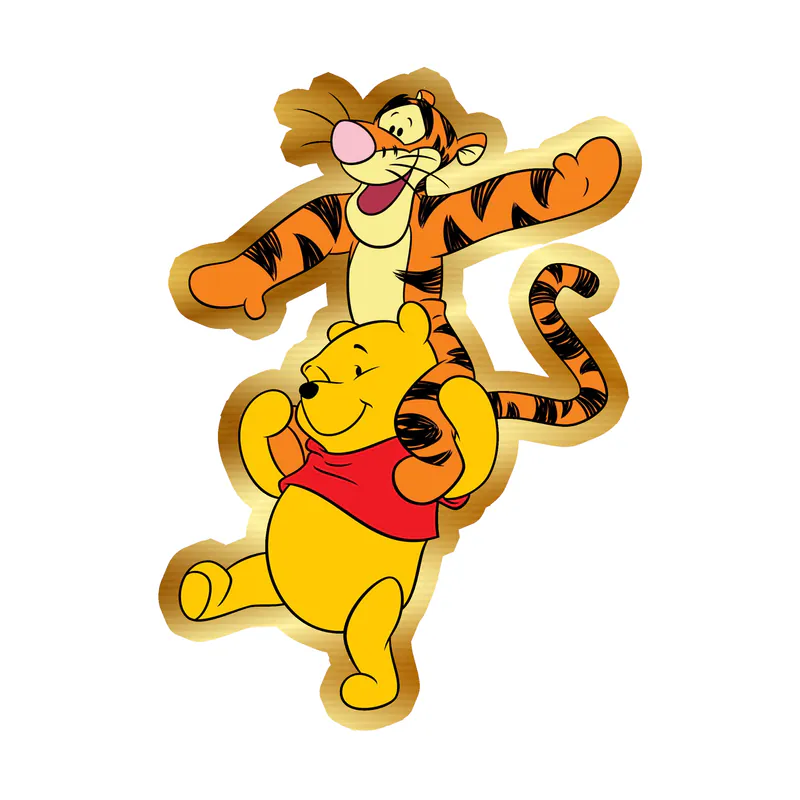 Winnie The Pooh - Pooh and Tigger - Gold Chrome Vinyl Sticker - Custom Size