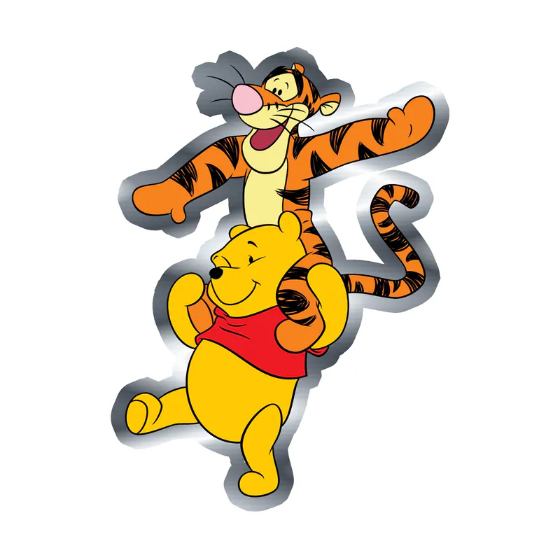 Winnie The Pooh - Pooh and Tigger - Silver Chrome Vinyl Sticker - Custom Size