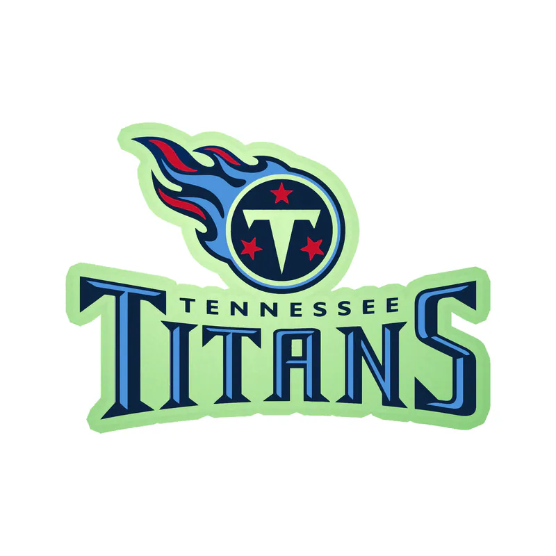 Tennessee Titans - Logo with Lettering Below - Glow in the Dark Vinyl Sticker - Custom Size