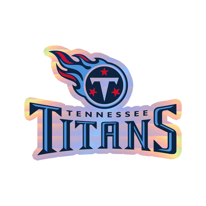 Tennessee Titans - Logo with Lettering Below - Holographic Vinyl Sticker - Custom Size