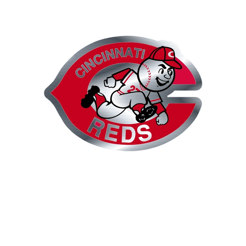 Cincinnati Reds - C With Mr. Red - Silver Chrome Vinyl Sticker - Custom Size