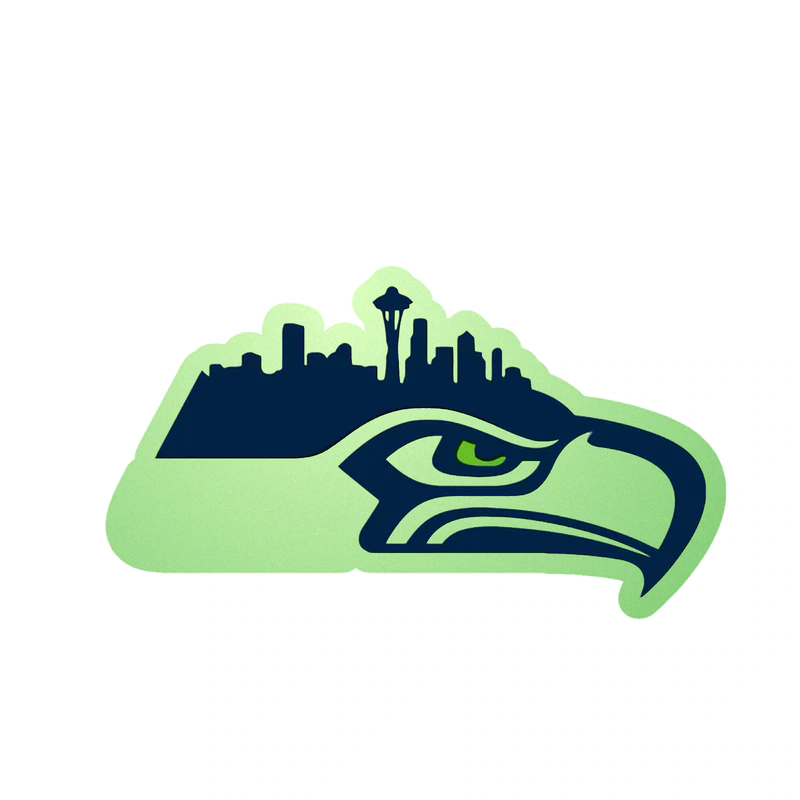 Seattle Seahawks City Line Glow in the Dark Vinyl Sticker - Custom Size