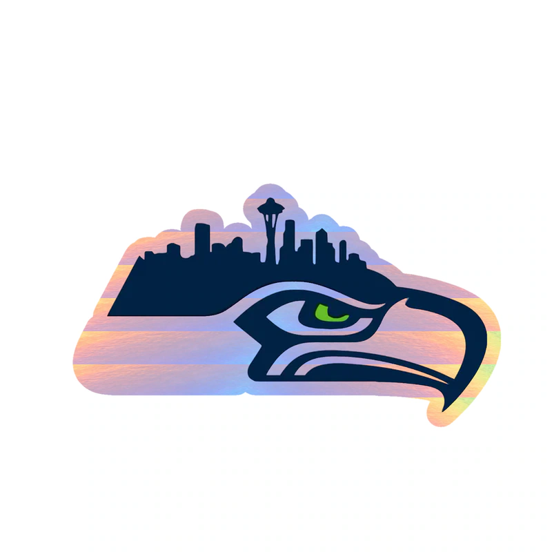Seattle Seahawks City Line Holographic Vinyl Sticker - Custom Size