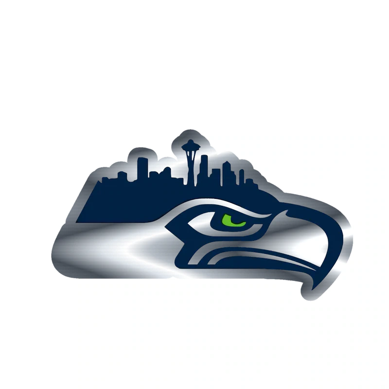 Seattle Seahawks City Line Silver Chrome Vinyl Sticker - Custom Size